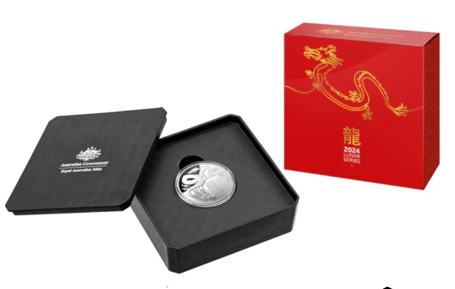 ROYAL AUSTRALIAN MINT COIN PACK $5 PROOF 2024 AG DOMED YEAR OF THE DRAGON