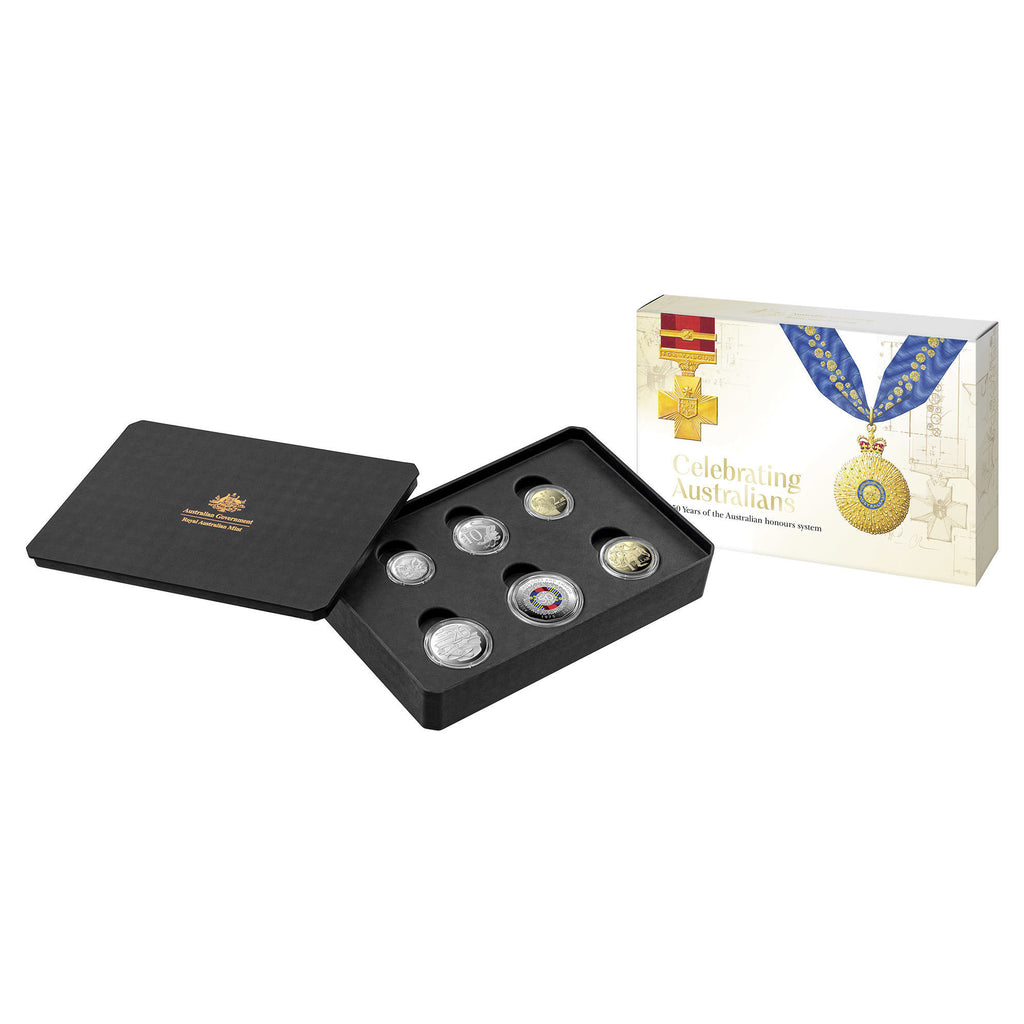 ROYAL AUSTRALIAN MINT 6 COIN SET 2025 PROOF SET-AUSTRALIAN HONOURS AND AWARDS SYSTEM 50TH ANNIVERSARY