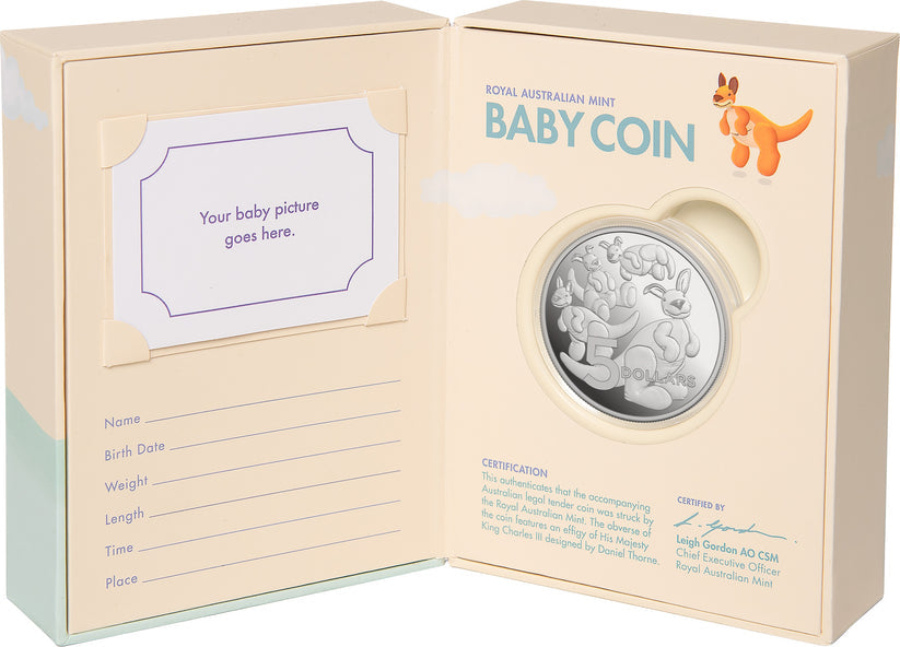 ROYAL AUSTRALIAN MINT COIN PACK $5 2024 PROOF 1OZ 40MM BABY COIN-TOY KANGAROO