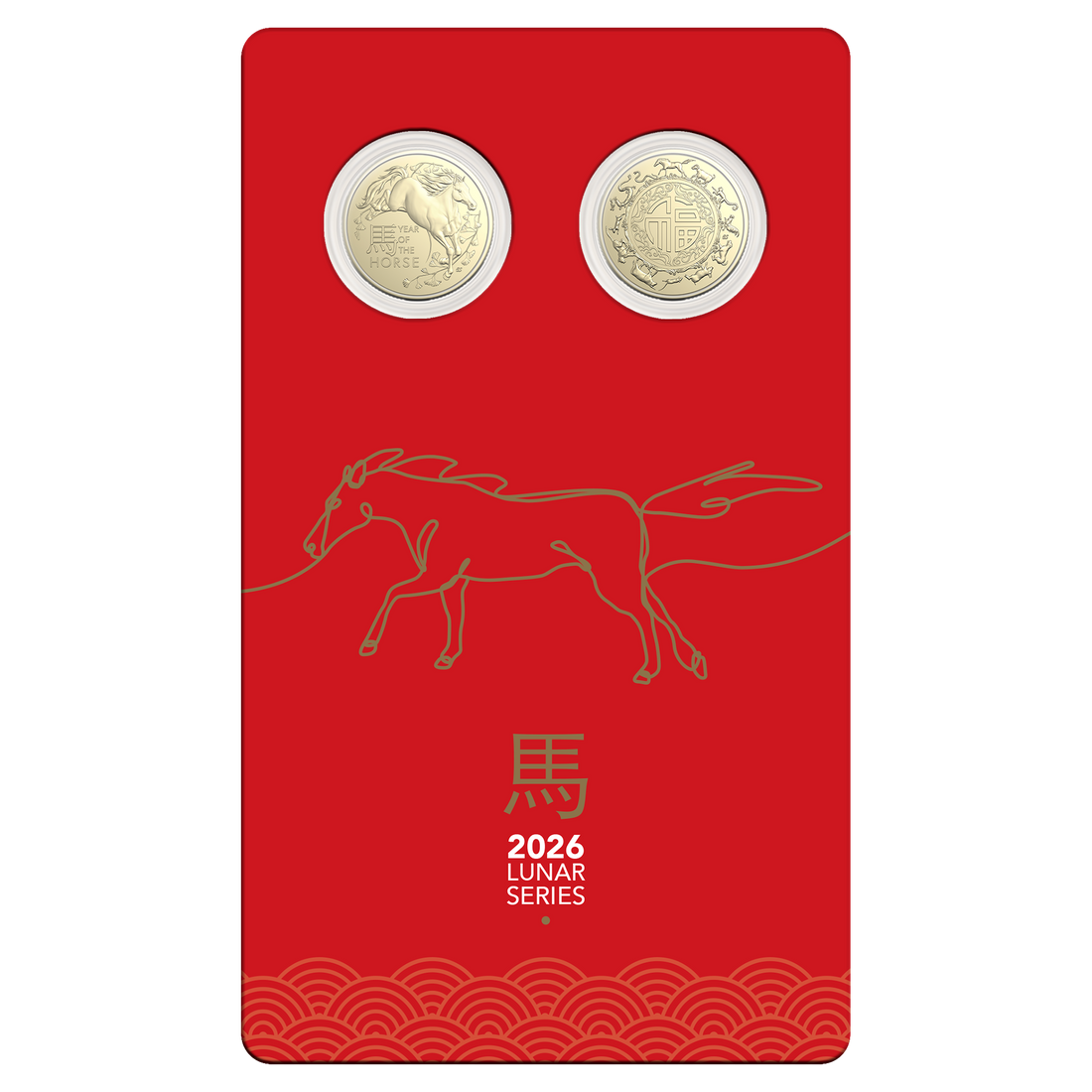ROYAL AUSTRALIAN MINT COIN PACK $1 UNC 2026 ALBR 25MM 2 COIN SET - YEAR OF THE HORSE