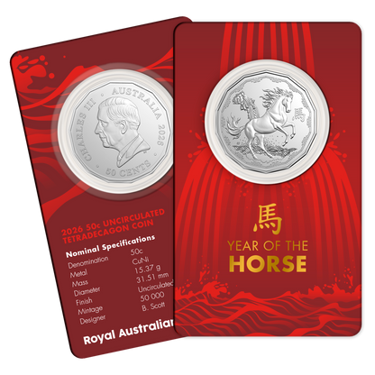 royal australian mint COIN PACK 50CENT 2026 UNC TETRADECAGON - YEAR OF THE HORSE