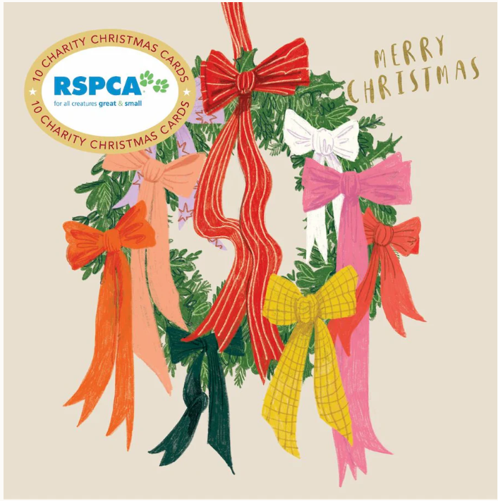 RSPCA-Christmas Card Wallet-Wreath of Ribbons