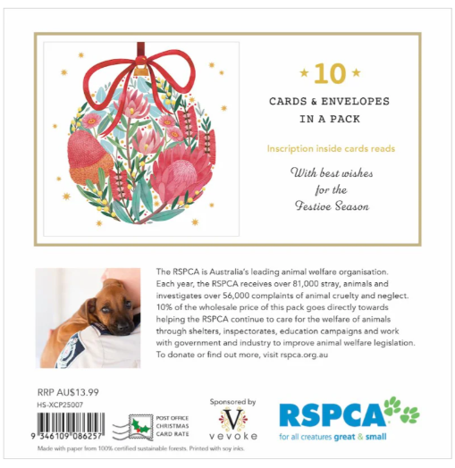 RSPCA-Christmas Card Wallet-Floral Bauble