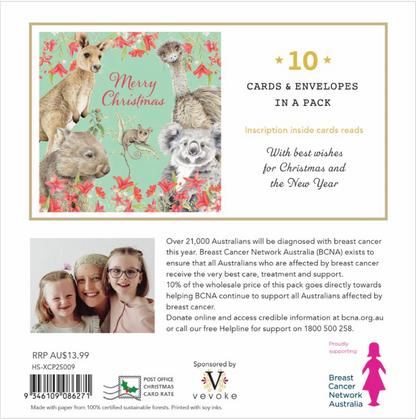 Breast Cancer Network Australia-Christmas Card Wallet-Animal Greetings