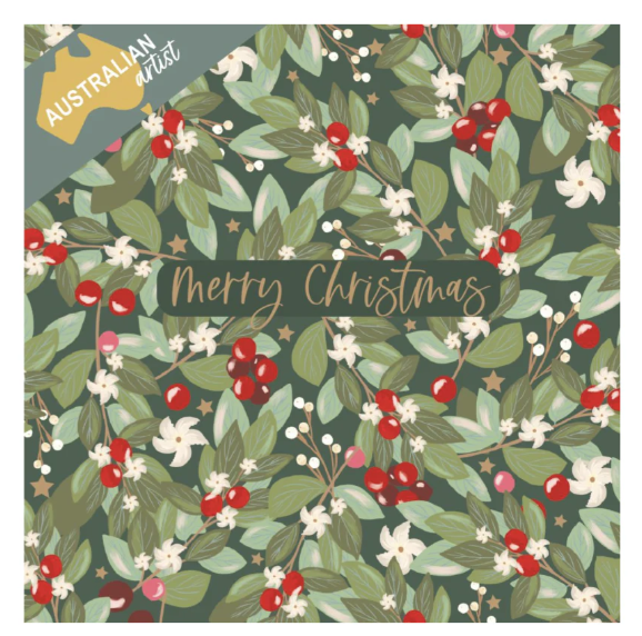 Breast Cancer Network australia-Christmas Card Wallet-Leaves & Berries