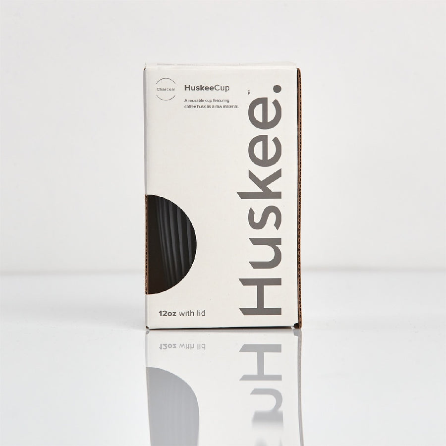 HUSKEE CUP &amp; LID CHARCOAL 12OZ 