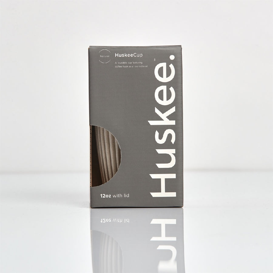 HUSKEE CUP & LID NATURAL 12 OZ