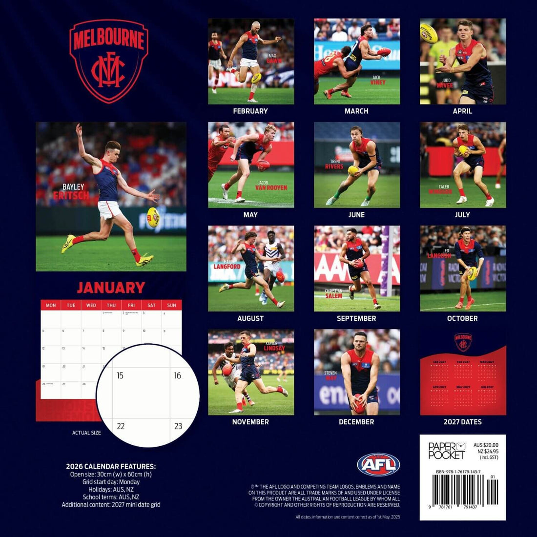 AFL MELBOURNE DEMONS CALENDAR: 2026