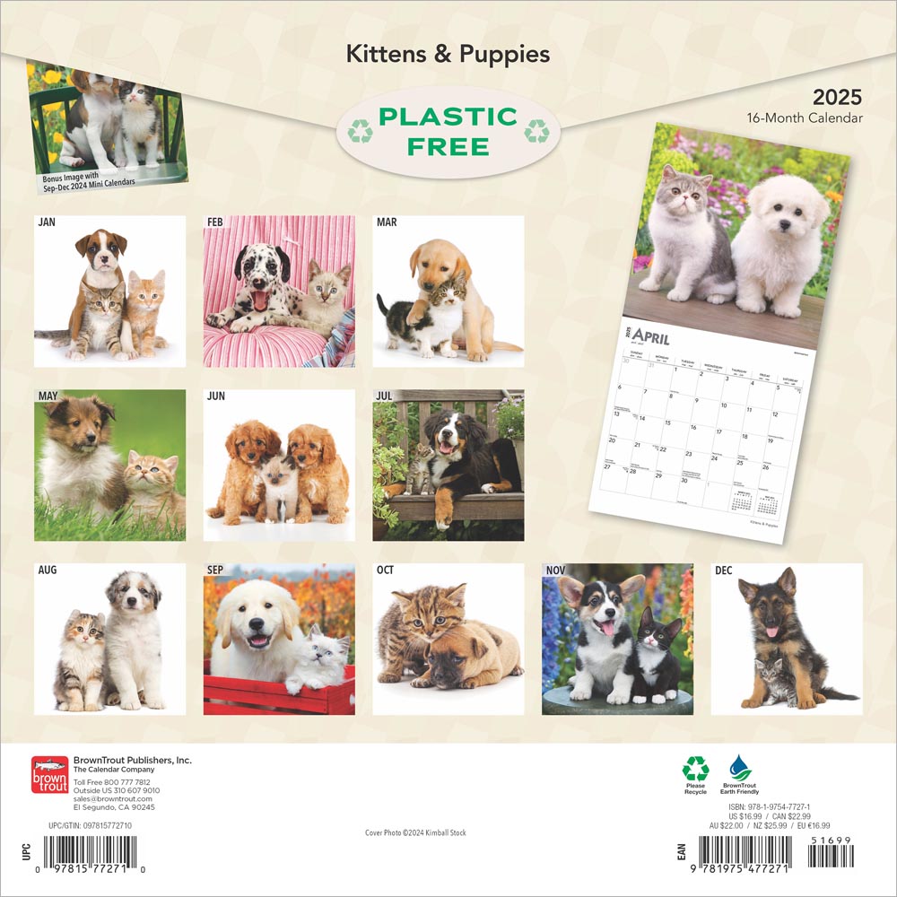 Kittens & Puppies 2025 Square FOIL