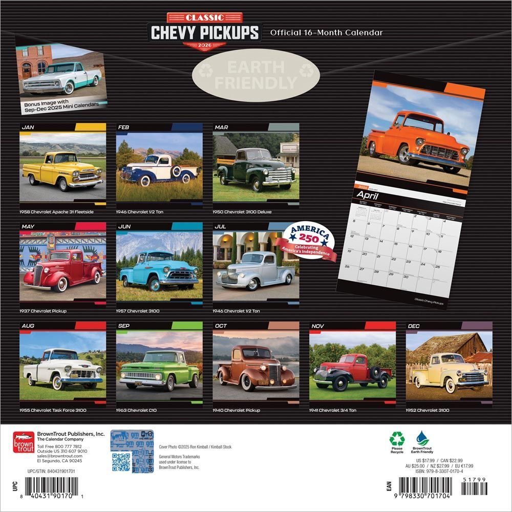 Classic Chevy Pickups 2026 Square Foil