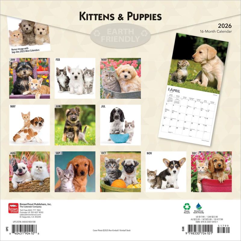 Kittens &amp; Puppies 2026 Square Foil