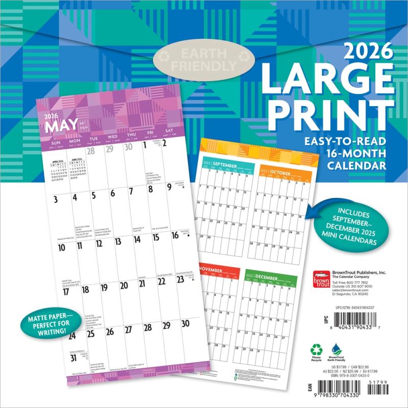 Large Print 2026 Square Matte