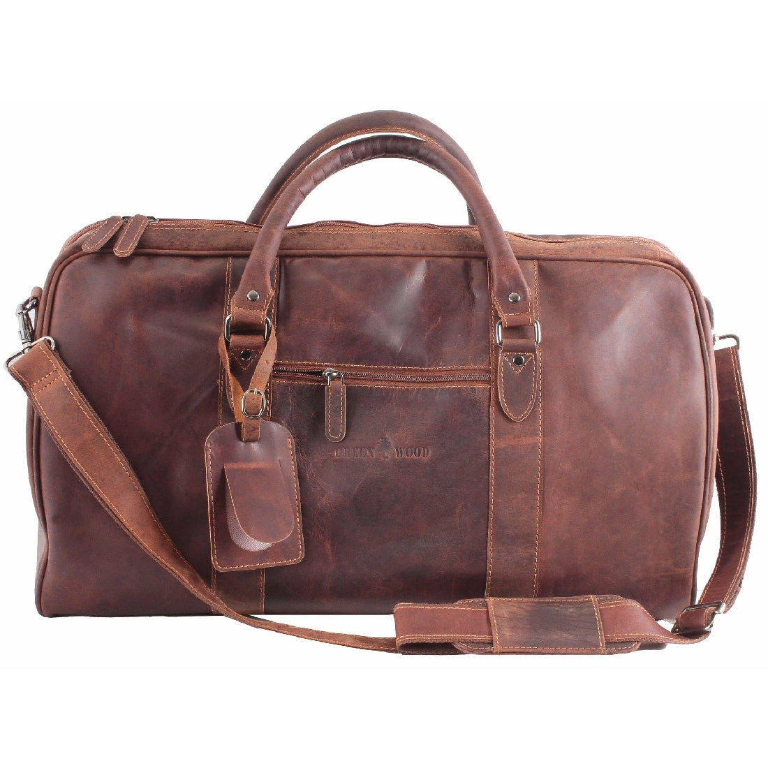 GREENWOOD LEATHER WILSON DUFFLE BAG BLK/BROWN