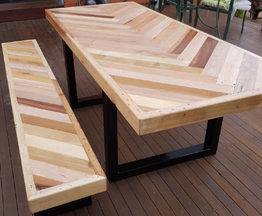 RECYCLED TIMBER DINING TABLE 1200 X 750MM
