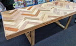Load image into Gallery viewer, RECYCLED TIMBER DINING TABLE HERRINGBONE 2.2M X 1.1M
